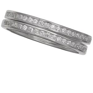 Giani Bernini Sterling Silver Elegant crystal Band size 8- set of 2 bands